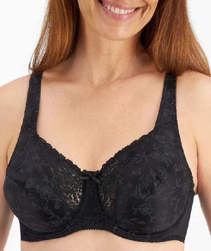 bralette with underwire for added supportPlaytex Secrets Floral Delustre Bra - Black