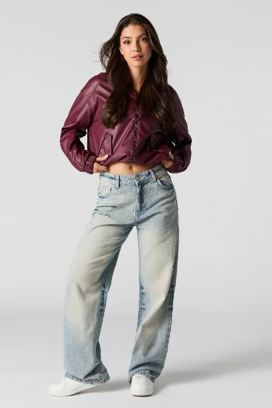 Denim Top for a Beachside Picnic with a Laid - Back StyleLight Vintage Wash High Rise Wide Leg Jean Denim Top for a Beachside Picnic with a Laid - Back StyleLight Vintage Wash High Rise Wide Leg Jean