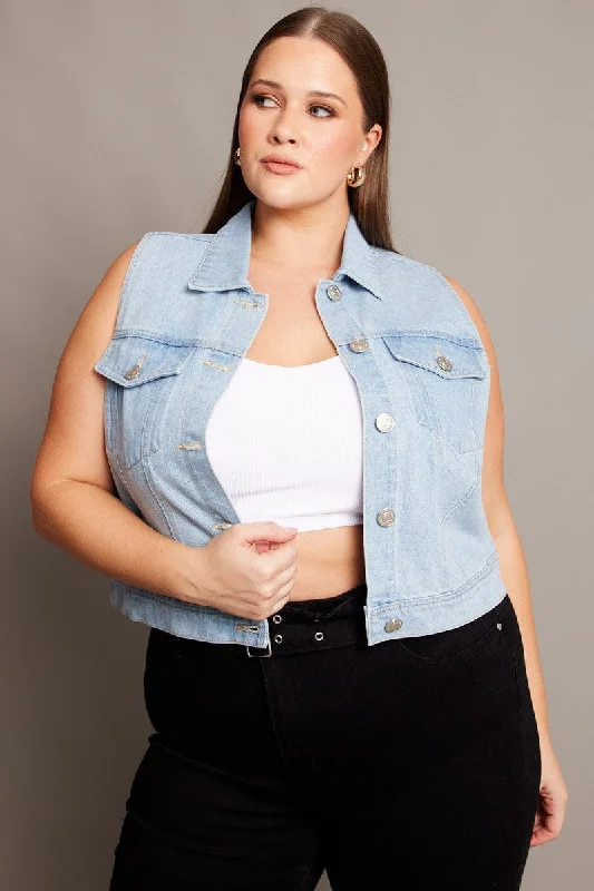 Fringed Denim Top with a Bohemian FlairDenim Sleeveless Vest