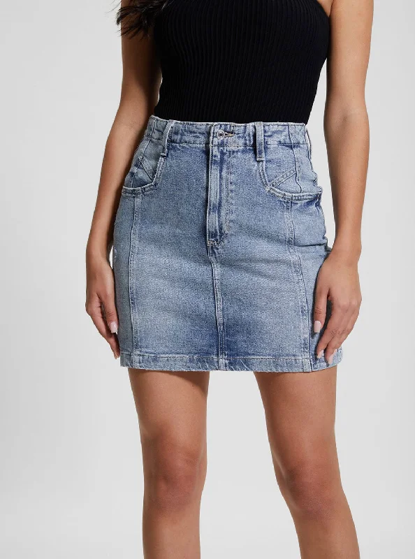 Denim Top with a Metallic Accent for a Shiny LookEco Willow Denim Skirt