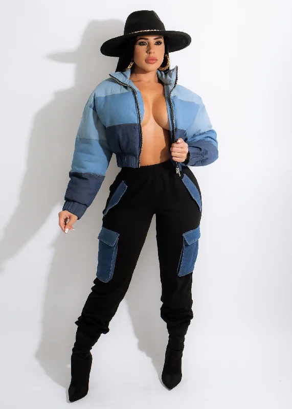 Washed - Out Denim Top for a Vintage AestheticGot Me Chilled Down Jacket