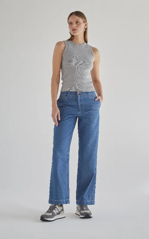 Denim Top for a Music Festival with a Rock - n - Roll VibeJoey Melange Rib Tank
