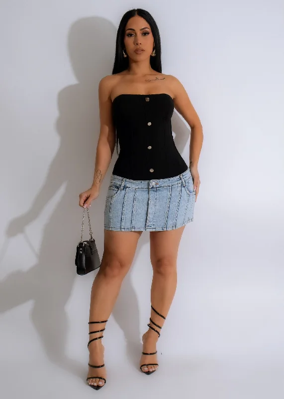 Sleeveless Denim Top for a Cool Summer LookOn A Girl Denim Bandage Mini Dress Black