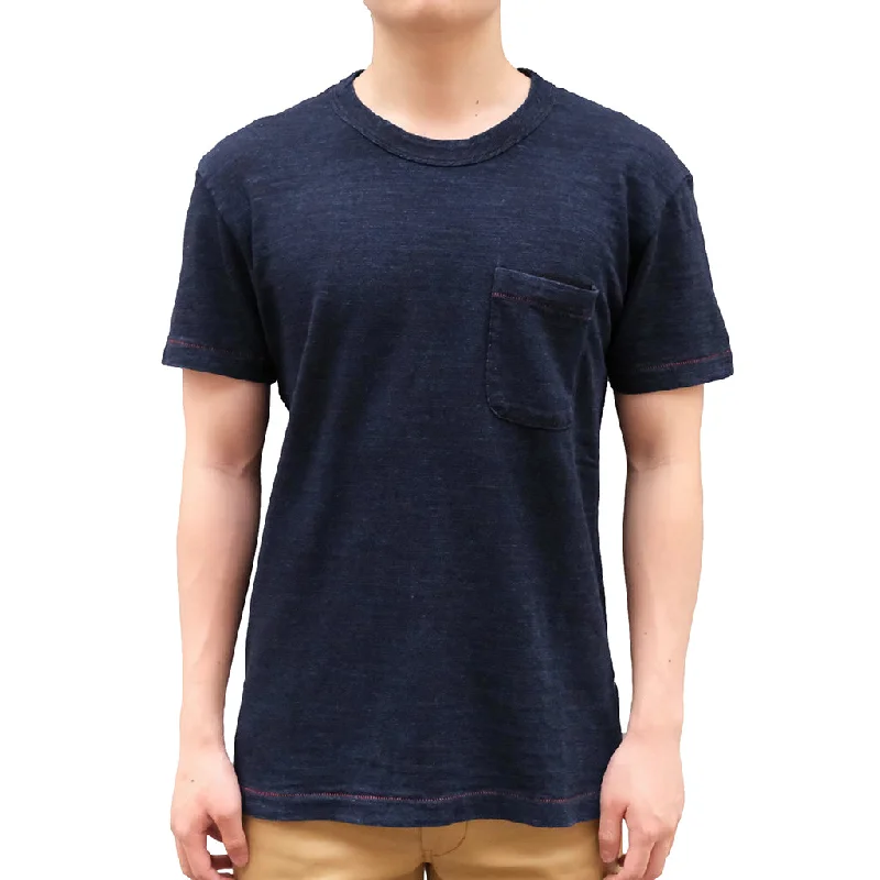 Denim Top with a Metallic Accent for a Shiny LookPure Blue Japan Indigo Slub Pocket Tee Denim Top with a Metallic Accent for a Shiny LookPure Blue Japan Indigo Slub Pocket Tee