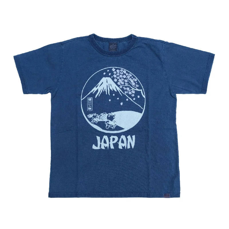 Distressed Denim Top for a Trendy and Edgy LookStudio D'Artisan "Japan" Light Indigo Logo Print Tee Distressed Denim Top for a Trendy and Edgy LookStudio D'Artisan "Japan" Light Indigo Logo Print Tee