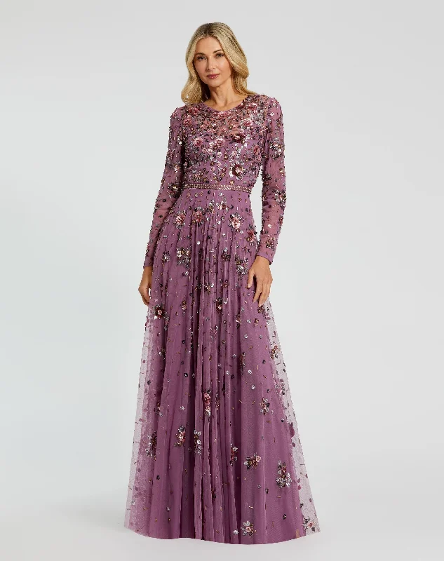 Maxi dresses with an asymmetric hem for a fashion - forward and eye - catching designLong Sleeve High Neck Beaded Gown Maxi dresses with an asymmetric hem for a fashion - forward and eye - catching designLong Sleeve High Neck Beaded Gown
