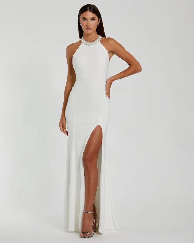 Maxi dresses with geometric prints for a contemporary aestheticBeaded Halter Jersey Gown Maxi dresses with geometric prints for a contemporary aestheticBeaded Halter Jersey Gown