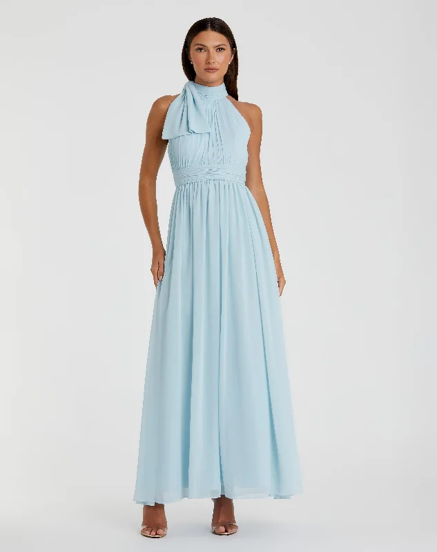 Maxi dresses with a wrap - around style for a customizable fitHigh Neck Chiffon Gown Maxi dresses with a wrap - around style for a customizable fitHigh Neck Chiffon Gown