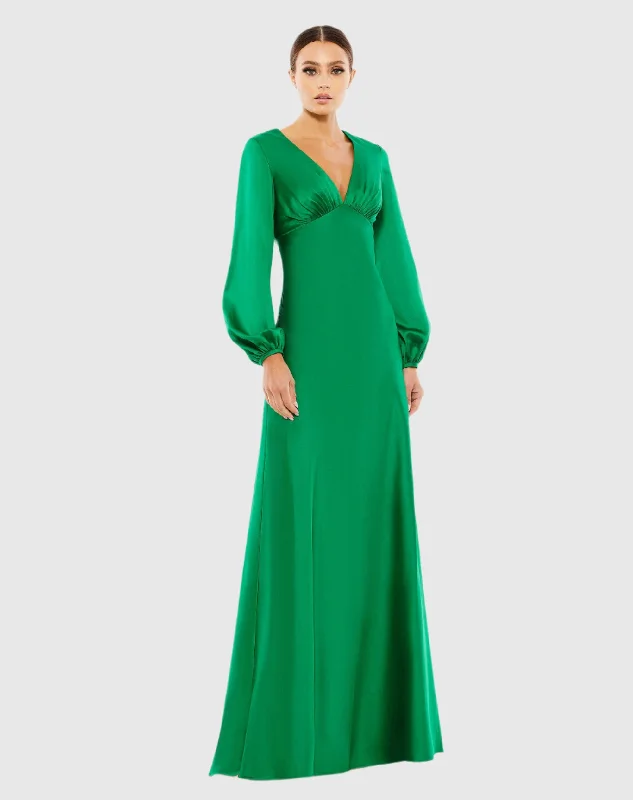 Maxi dresses with mesh panels for a sexy and trendy appearanceCharmeuse Empire Waist Blouson Sleeve Gown Maxi dresses with mesh panels for a sexy and trendy appearanceCharmeuse Empire Waist Blouson Sleeve Gown