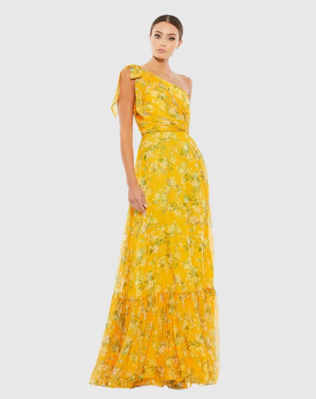 Denim maxi dresses with frayed hems for a casual lookFloral One Shoulder Bow Maxi Dress Denim maxi dresses with frayed hems for a casual lookFloral One Shoulder Bow Maxi Dress