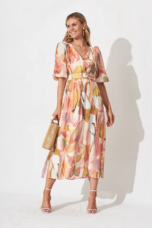 Maxi dresses with thin spaghetti straps for a delicate and feminine feelAdrina Maxi Dress In White With Multi Floral Maxi dresses with thin spaghetti straps for a delicate and feminine feelAdrina Maxi Dress In White With Multi Floral