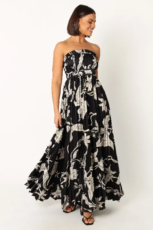 Maxi dresses with beaded embellishments for a fancy and luxurious eventAngelique Strapless Maxi Dress - Black Floral Maxi dresses with beaded embellishments for a fancy and luxurious eventAngelique Strapless Maxi Dress - Black Floral