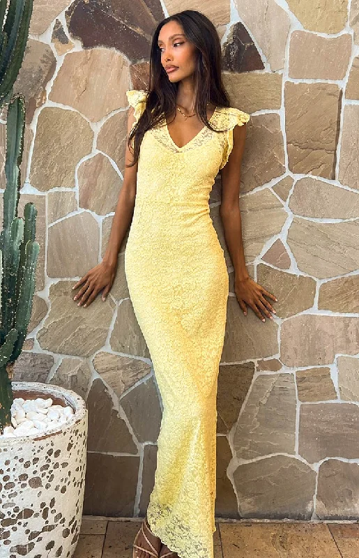 Metallic maxi dresses for a glamorous New Year's Eve partyBlake Yellow Lace Maxi Dress Metallic maxi dresses for a glamorous New Year's Eve partyBlake Yellow Lace Maxi Dress