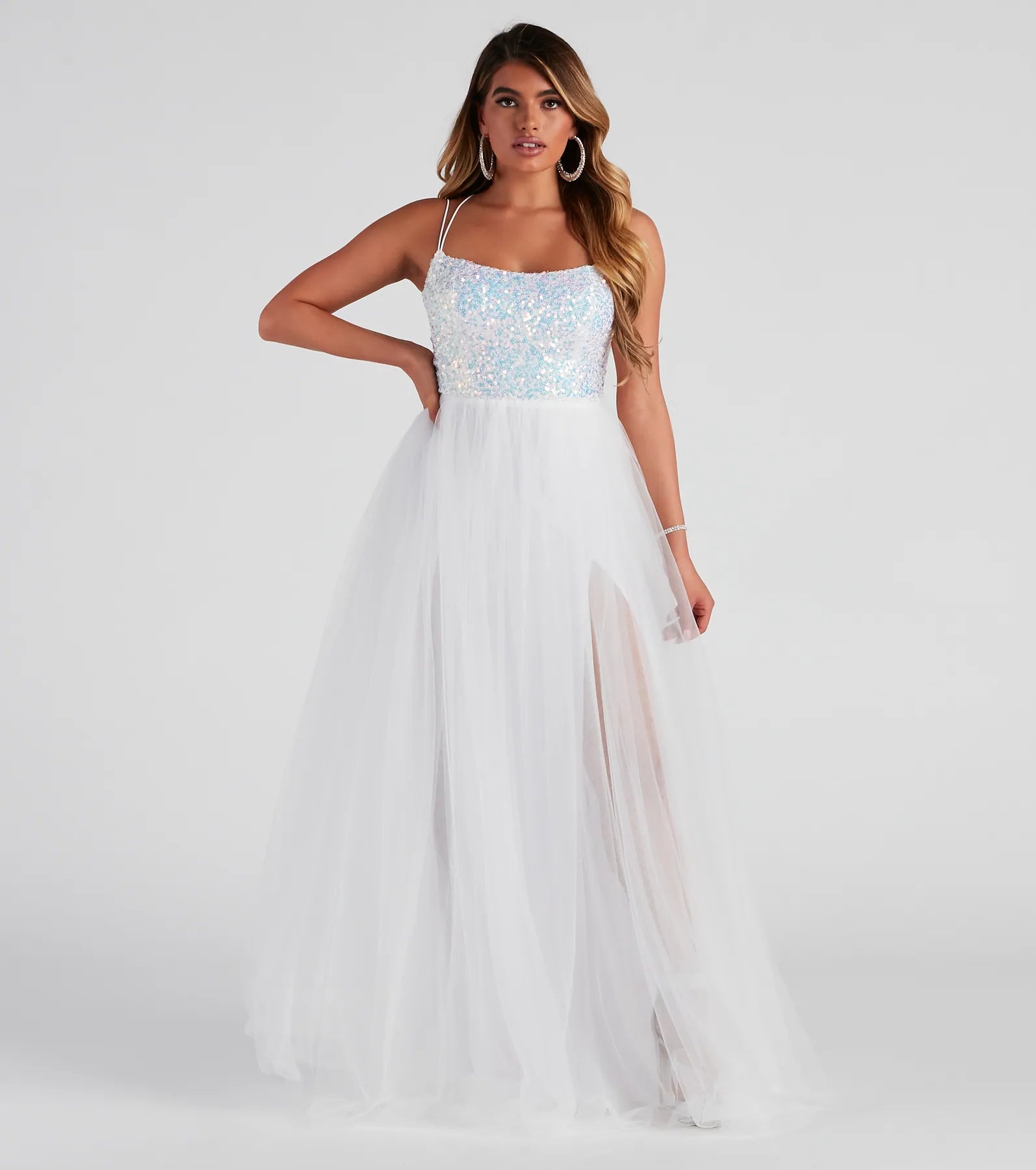 Maxi dresses with a keyhole back for a sexy detailDaniella Formal A-Line Ball Gown