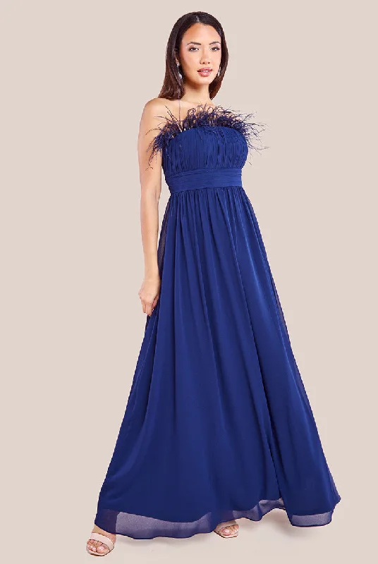 Sheer maxi dresses with lace overlays for a romantic touchGoddiva Bridesmaids Chiffon Maxi Dress - Navy Sheer maxi dresses with lace overlays for a romantic touchGoddiva Bridesmaids Chiffon Maxi Dress - Navy