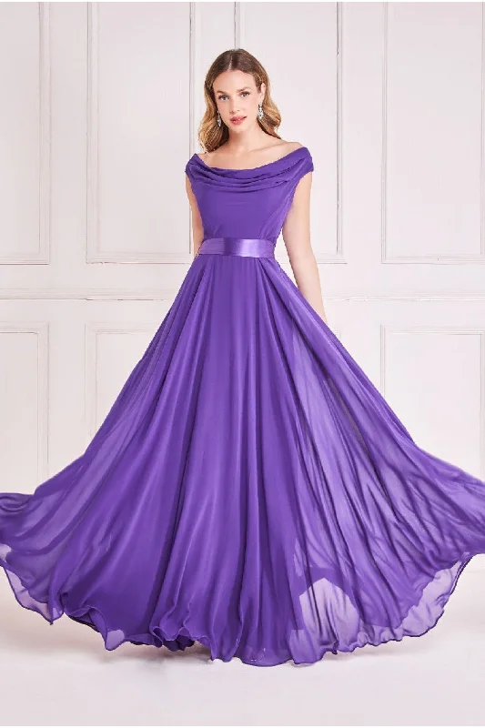 Maxi dresses with off - the - shoulder styles for a romantic and breezy lookGoddiva Cowl Neck Chiffon Maxi Dress - Purple Maxi dresses with off - the - shoulder styles for a romantic and breezy lookGoddiva Cowl Neck Chiffon Maxi Dress - Purple