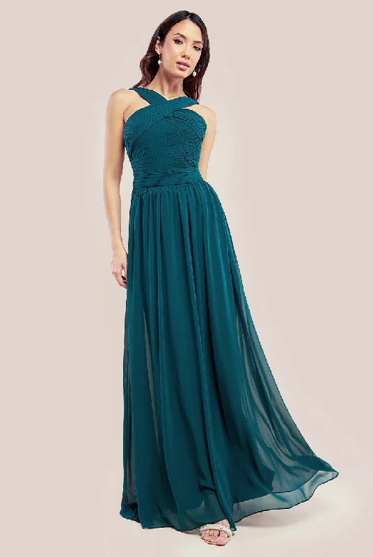Maxi dresses with polka dot prints for a playful styleGoddiva Halter Neck Chiffon Maxi Dress - Emerald Green Maxi dresses with polka dot prints for a playful styleGoddiva Halter Neck Chiffon Maxi Dress - Emerald Green