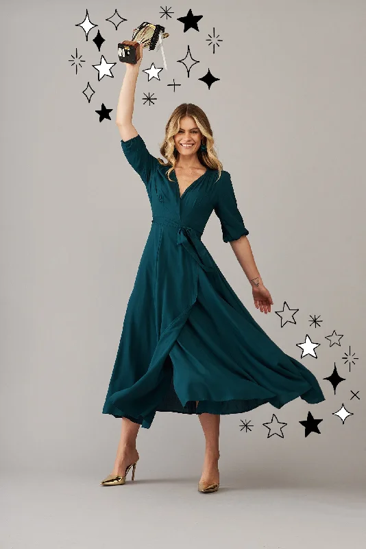 Maxi dresses with beaded embellishments for a fancy and luxurious eventRonda Maxi Wrap Dress In Emerald Maxi dresses with beaded embellishments for a fancy and luxurious eventRonda Maxi Wrap Dress In Emerald