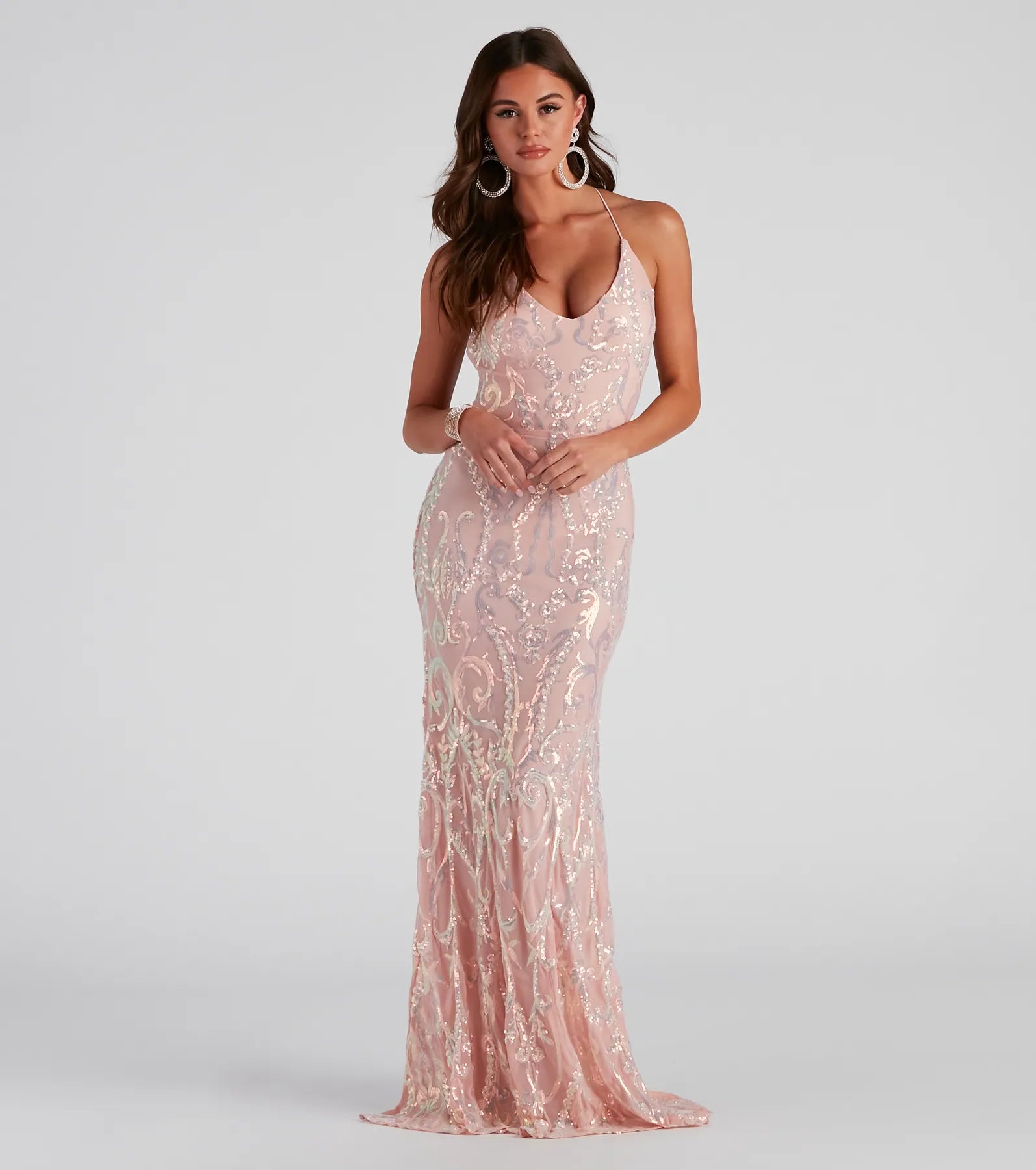 Maxi dresses with a keyhole back for a sexy detailRoxie Formal Sequin Long Dress
