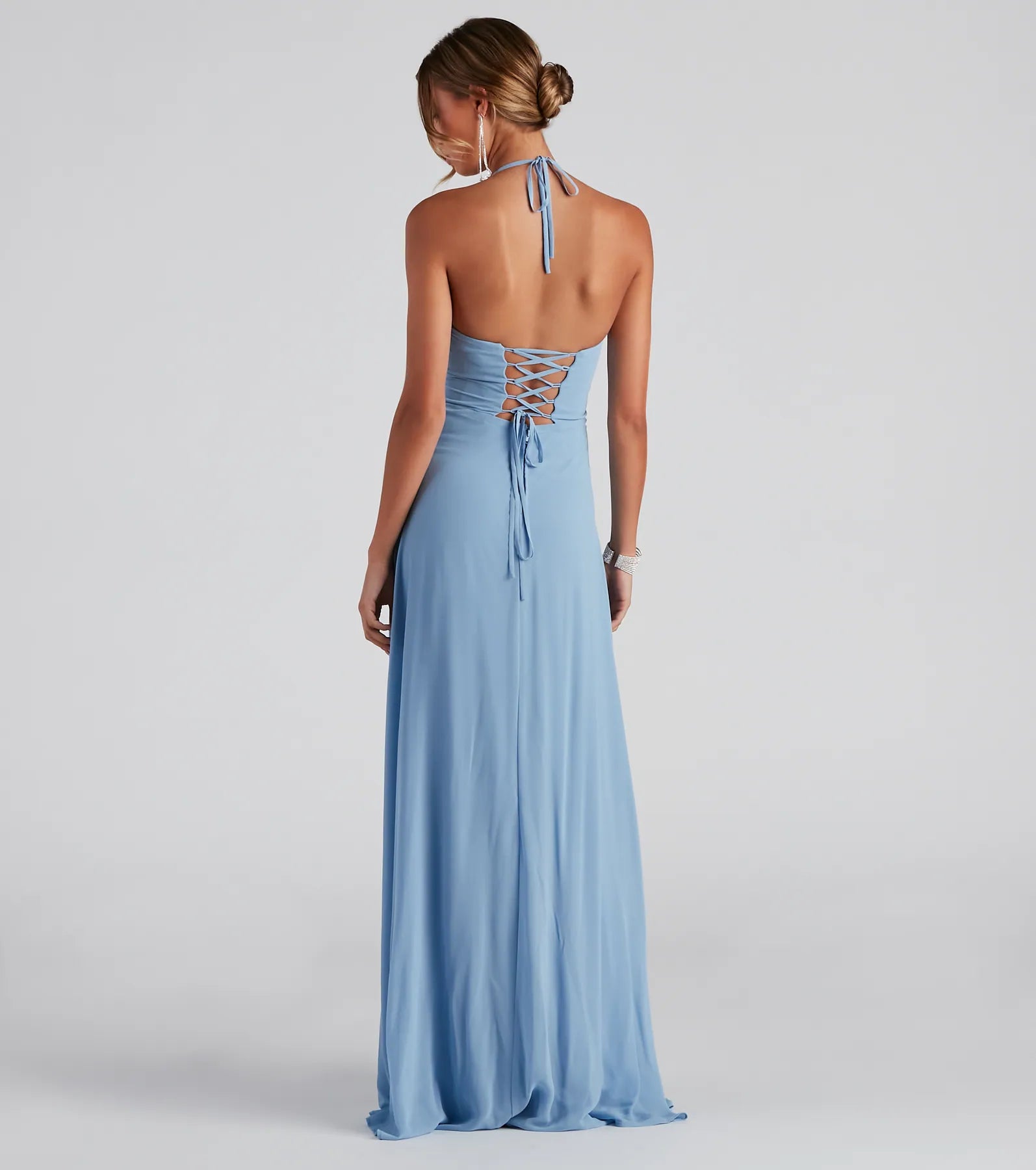 Maxi dresses with bow accents at the waist for a sweet appearanceSara Formal Chiffon A-Line Dress Maxi dresses with bow accents at the waist for a sweet appearanceSara Formal Chiffon A-Line Dress