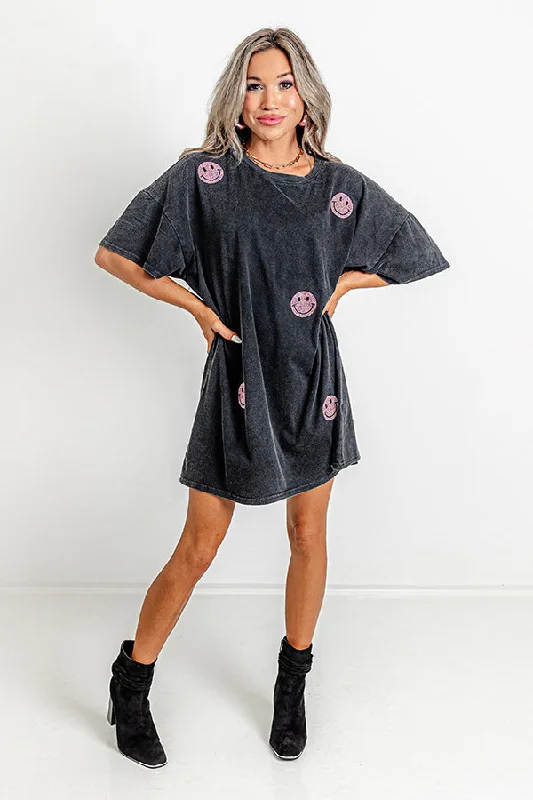 Strapless mini dresses for a beach vacationBig Smiles Embellished T-Shirt Dress