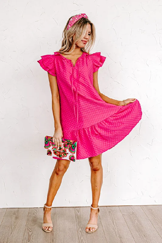 Mini dresses with pom - pom trims for a playful feelCutest In The Room Shift Dress In Hot Pink Mini dresses with pom - pom trims for a playful feelCutest In The Room Shift Dress In Hot Pink