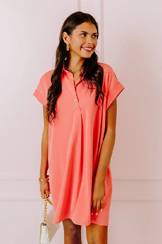 Mini dresses with V - necklines for a flattering shapeEffortless Radiance Shift Dress in Coral Mini dresses with V - necklines for a flattering shapeEffortless Radiance Shift Dress in Coral