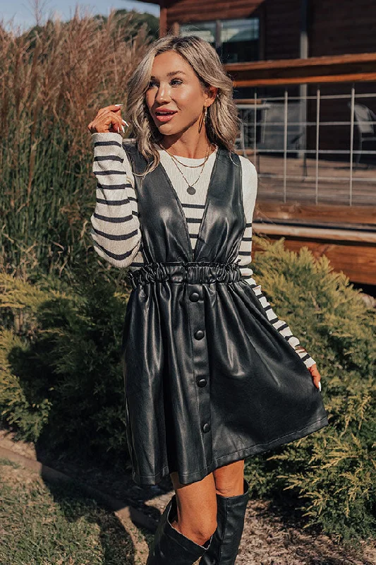 Mini dresses with cold - shoulder designsFabulous Approach Faux Leather Mini Dress