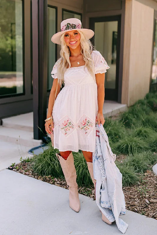 Mini dresses with tiered skirts for added volumeFeeling At Home Embroidered Dress In White Mini dresses with tiered skirts for added volumeFeeling At Home Embroidered Dress In White