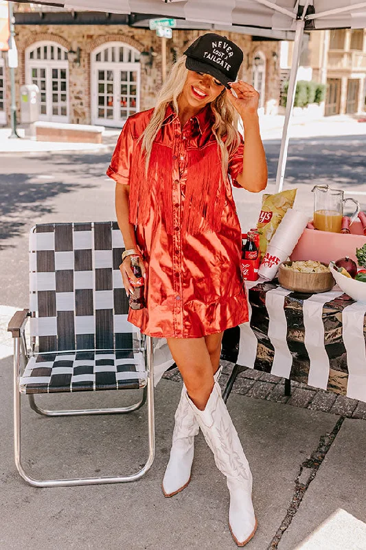 Mini dresses with asymmetric hems for a fashion - forward lookFirst And Fabulous Metallic Mini Dress in Red Mini dresses with asymmetric hems for a fashion - forward lookFirst And Fabulous Metallic Mini Dress in Red