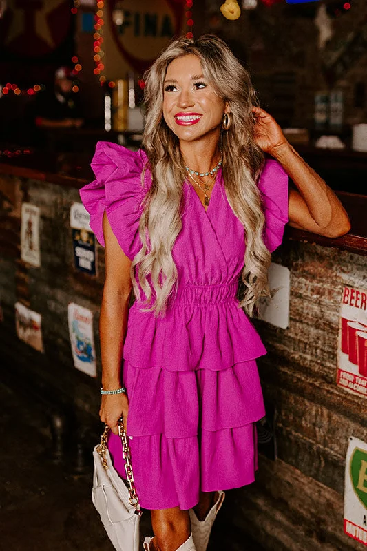 Mini dresses with criss - cross backs for a flirty lookFlirty Allure Ruffle Dress in Purple Mini dresses with criss - cross backs for a flirty lookFlirty Allure Ruffle Dress in Purple