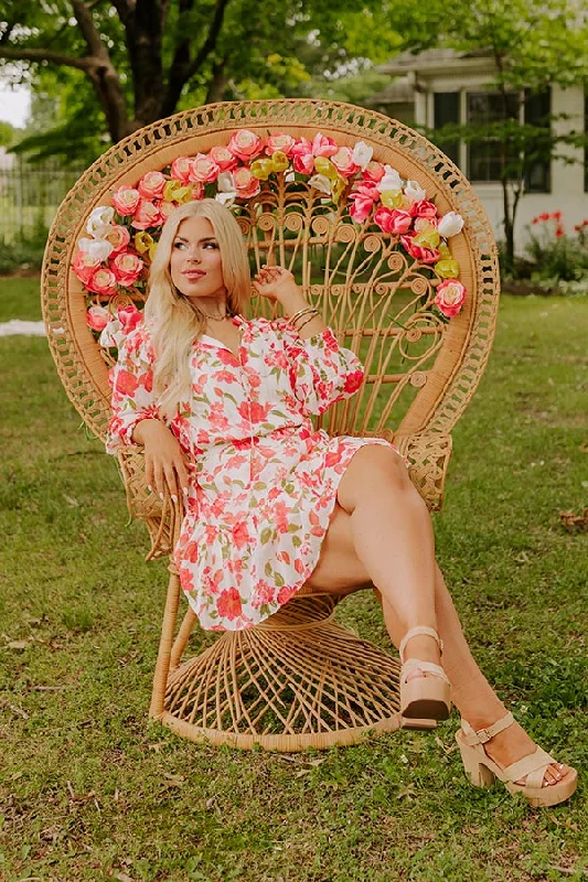 Denim mini dresses with distressed detailsGrace Given Floral Dress In Ivory Curves