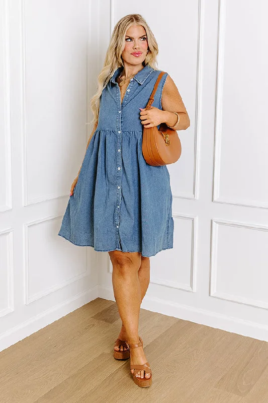 Mini dresses with polka dot patternsOcean Retreat Chambray Mini Dress Curves