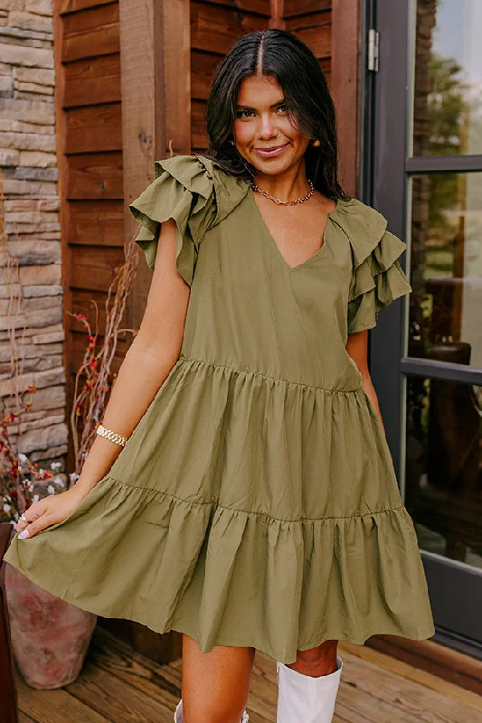 Mini dresses with button - down frontsSharp Witted Mini Dress in Sage