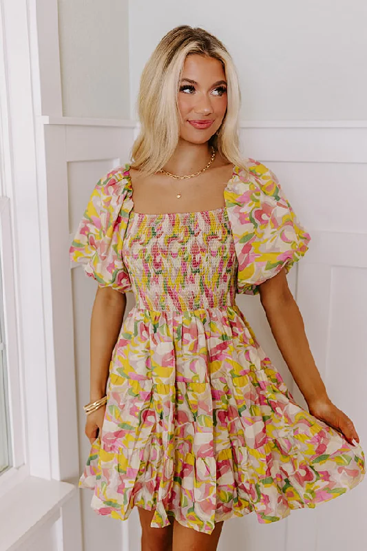 Printed mini dresses for a casual day outUpstate Getaway Smocked Dress
