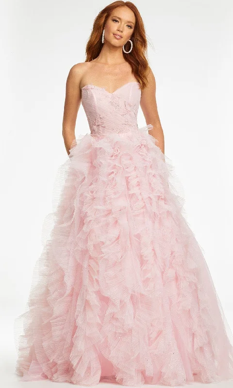 Formal dresses with pleated yokes and button - up fronts for a classic and refined lookAshley Lauren - 11141 Sweetheart Ruffled Ballgown
