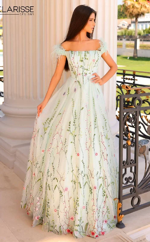 Prom dresses with one - shoulder designs and feather accents for a bold statementClarisse 810895 Dress