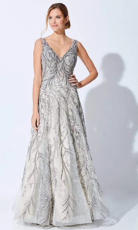 Prom dresses with illusion necklines and crystal embellishments for a formal affairIvonne D by Mon Cheri - 221D45 V-Neck A-Line Evening Dress Prom dresses with illusion necklines and crystal embellishments for a formal affairIvonne D by Mon Cheri - 221D45 V-Neck A-Line Evening Dress