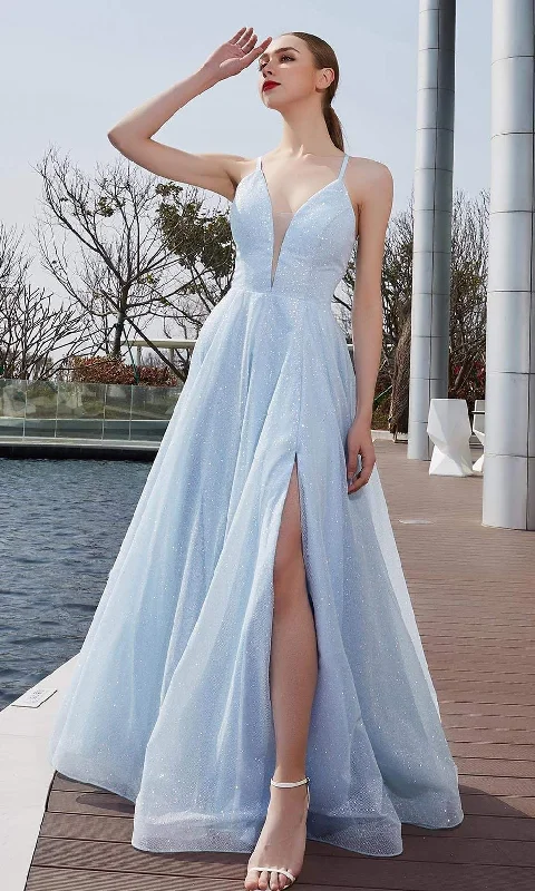 Tea - length formal dresses with lace trim for a semi - formal promJ'Adore Dresses - J19015 V Neck Glittered A-line Long Dress Tea - length formal dresses with lace trim for a semi - formal promJ'Adore Dresses - J19015 V Neck Glittered A-line Long Dress