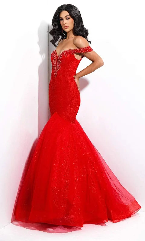 Formal dresses with gathered bodices and wide - leg skirts for a comfortable and stylish silhouetteJasz Couture - 7301 Beaded Off-Shoulder Sweetheart Trumpet Dress Formal dresses with gathered bodices and wide - leg skirts for a comfortable and stylish silhouetteJasz Couture - 7301 Beaded Off-Shoulder Sweetheart Trumpet Dress