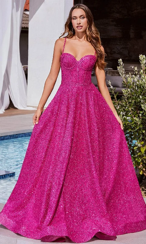 Formal dresses with off - the - shoulder sleeves and rhinestone accents for a sophisticated promLadivine CDS483 - Glitter Sleeveless Boned Bodice Ballgown