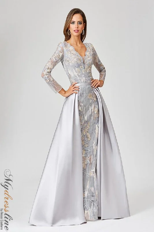 Formal dresses with ruffled skirts and bow accents for a charming prom appearanceLara 29468 Formal dresses with ruffled skirts and bow accents for a charming prom appearanceLara 29468