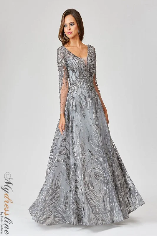 Sheath formal dresses with metallic thread detailing for a modern promLara 29469