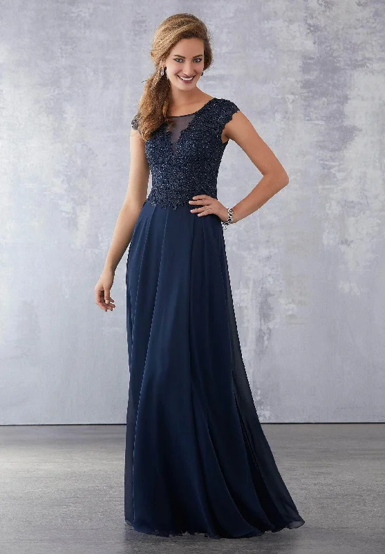 A - line formal dresses with beaded lace appliques for formal eventsMGNY By Mori Lee 71705SC - Cap Sleeve Beaded Lace Formal Gown A - line formal dresses with beaded lace appliques for formal eventsMGNY By Mori Lee 71705SC - Cap Sleeve Beaded Lace Formal Gown