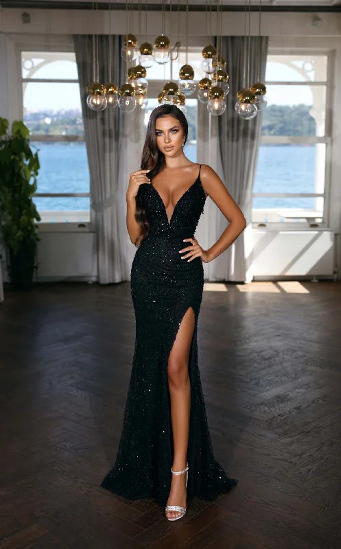 Sleeveless formal dresses with sequined straps and a - line skirts for a classic formal eventModessa Couture M22410 Dress Sleeveless formal dresses with sequined straps and a - line skirts for a classic formal eventModessa Couture M22410 Dress