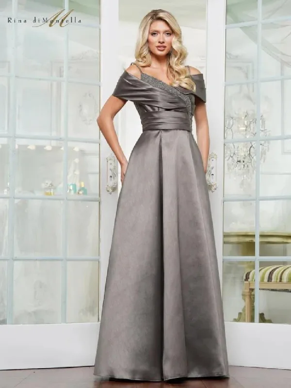 Maxi dresses with one - shoulder designs for a stylish and asymmetric look Maxi dresses with one - shoulder designs for a stylish and asymmetric look Rina di Montella RD3221 Long Beaded Formal Pleated Dress