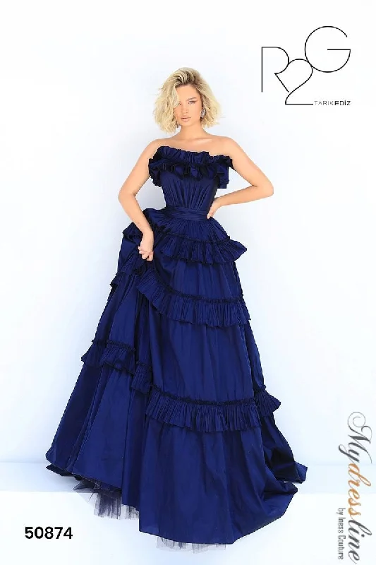 Formal dresses with wrap - around styles and beaded belts for a customized fitTarik Ediz 50874 Formal dresses with wrap - around styles and beaded belts for a customized fitTarik Ediz 50874