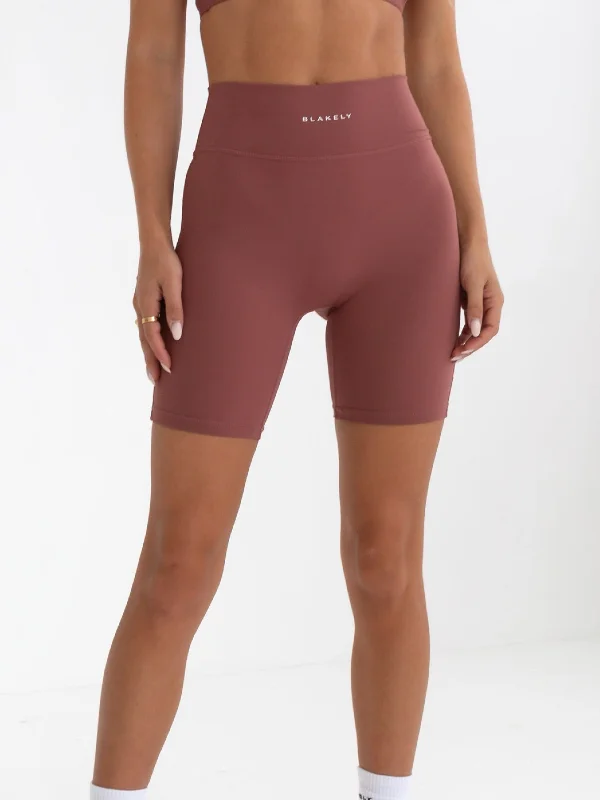 Embroidered Women Shorts with Intricate DesignsStudio Active Shorts - Burnt Mauve
