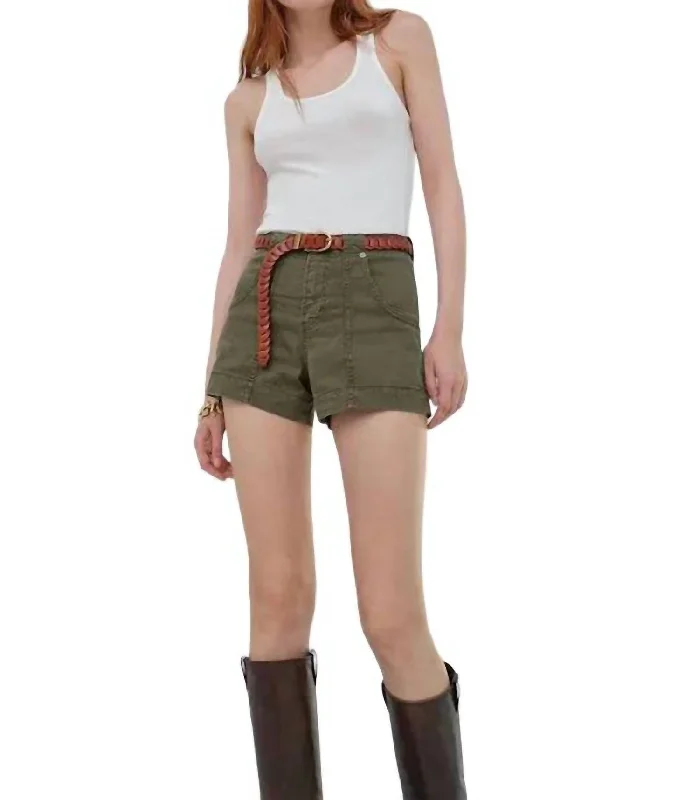 Stretchable Women Shorts for Maximum MobilityClean Utility Short In Washed Winter Moss Stretchable Women Shorts for Maximum MobilityClean Utility Short In Washed Winter Moss