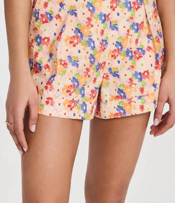High - Waisted Women Shorts for a Retro and Flattering LookFloral Pleated Shorts In Cream Multi High - Waisted Women Shorts for a Retro and Flattering LookFloral Pleated Shorts In Cream Multi